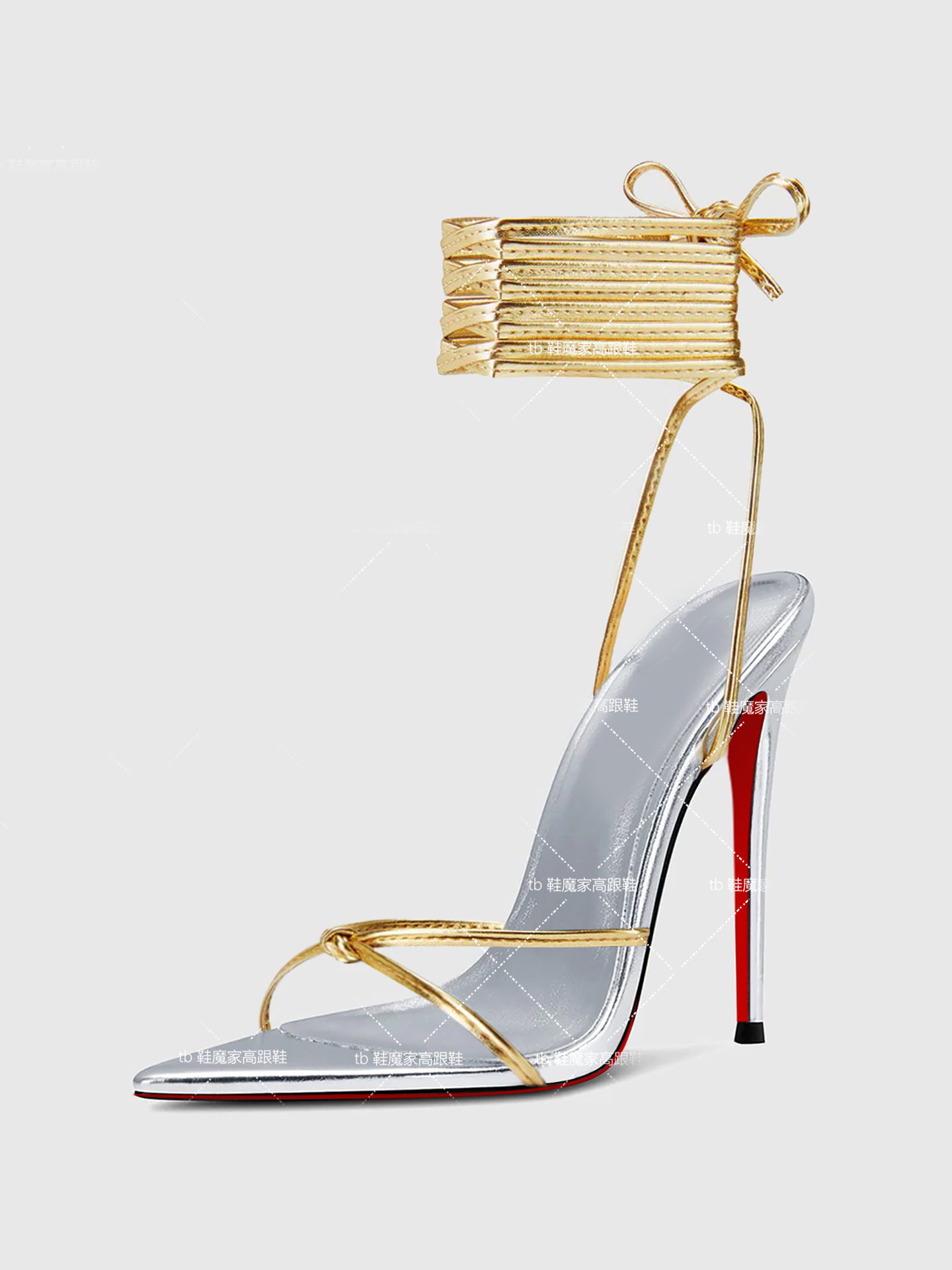 Casual Sandal Leather - New 12cm Pointed Thin Cross Strap