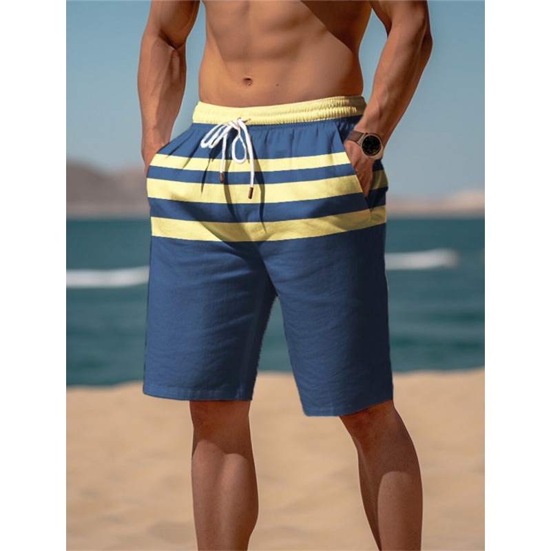 Trunks Board Surf - 3D Printed Colorful Stripes Short Pants