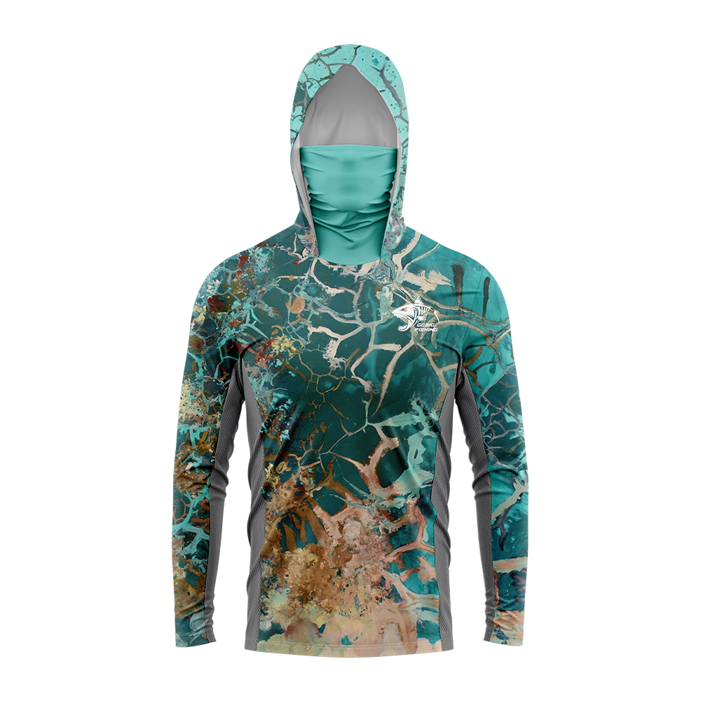 UPF50+ Hooded Fishing Shirt Bu - Tee Graphic Print review and price