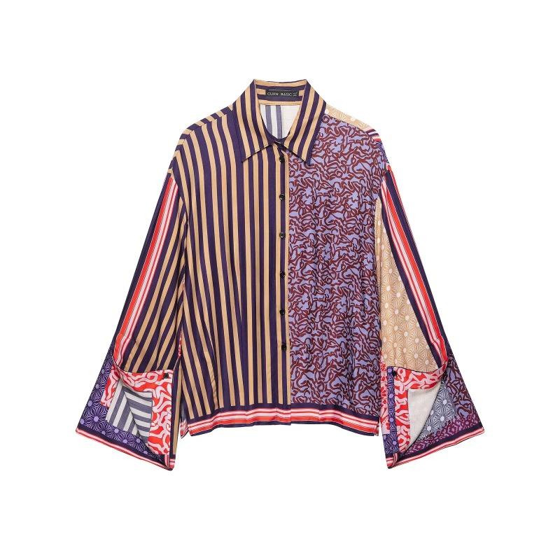 2026 Elegant Chic Printed Saro - Shirt Camp Collar review and price
