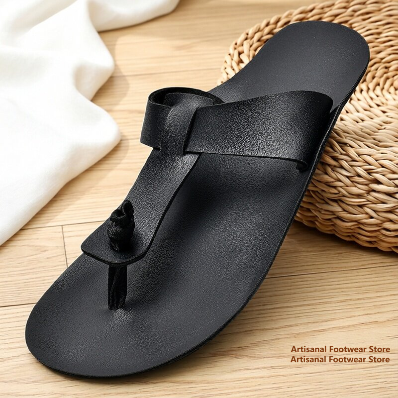 Men Retro Leather Flip Flops S - Flip Flop Leather Men review and price